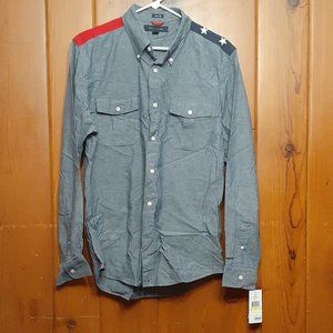 Tommy Hilfiger Denim Button-Up American Flag back , NWT